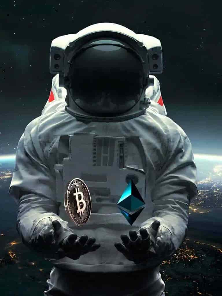astronaut in space with tether (usdt) token